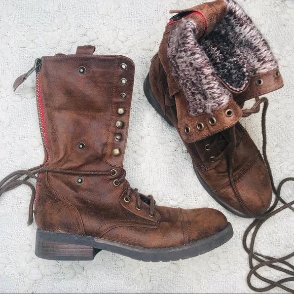 American Eagle Outfitters Shoes - American Eagle brown motto combat boots size 8